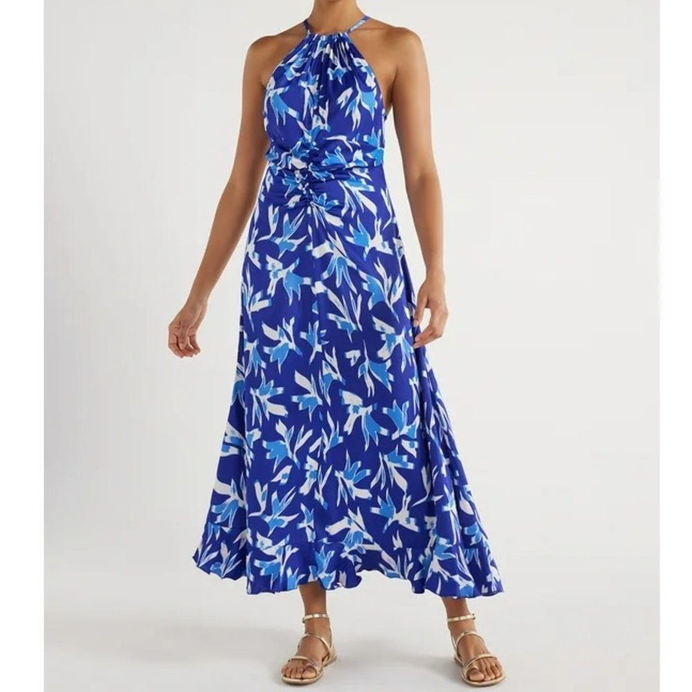 Chic Blue Floral Maxi Dress